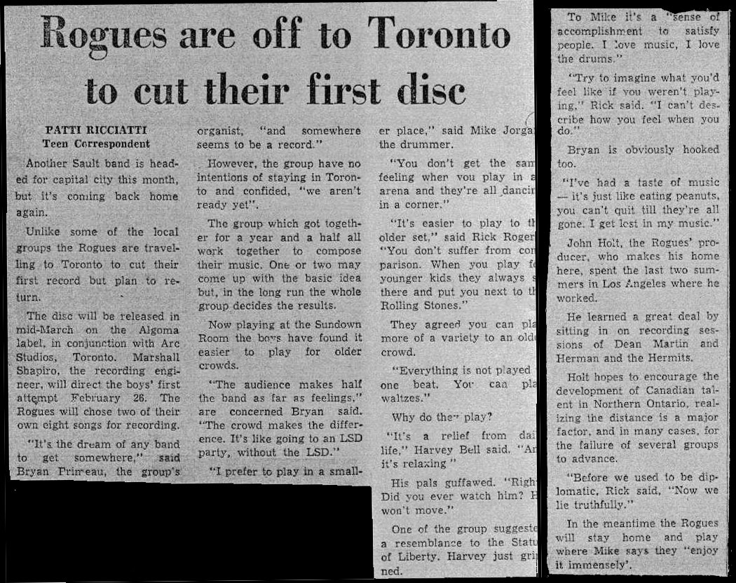 Rogues are off to Toronto to cut their first disc
