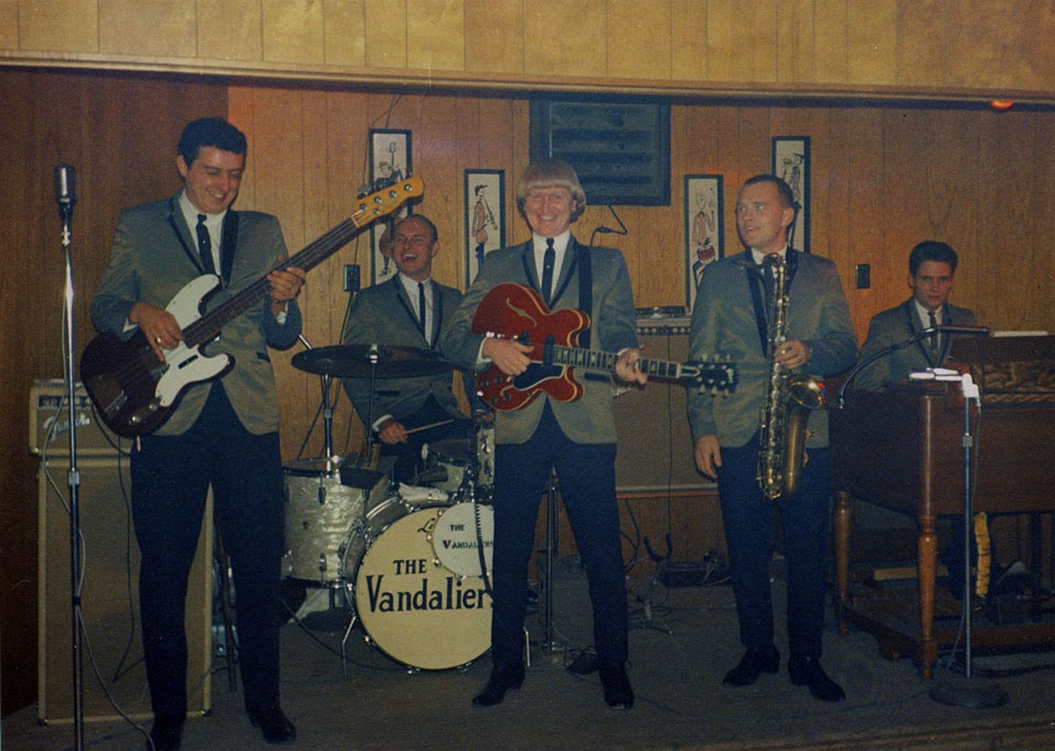 Vandaliers at Friendly Corners in Norwalk, OH, May '66: Harry Kerr, Wayne Van Doren, Whitey Gwinup, Garry Coleman and Tony Kowalski