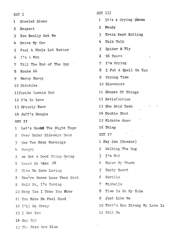 Gentlemen live set list