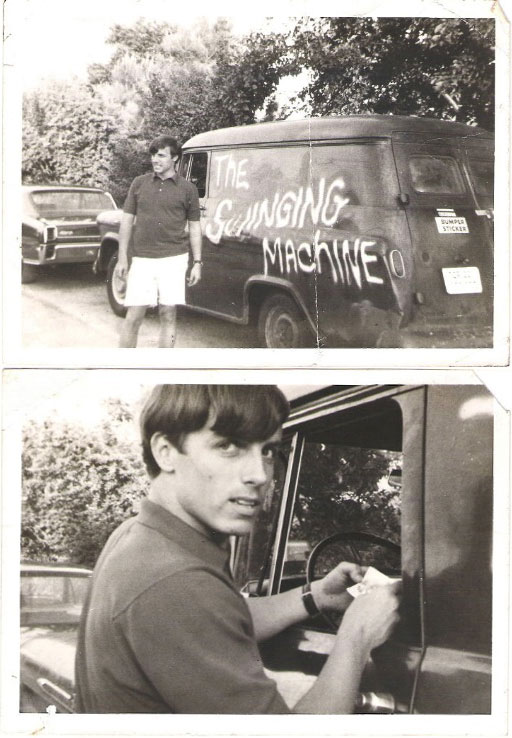 Lee Caraway with the Swinging Machine van