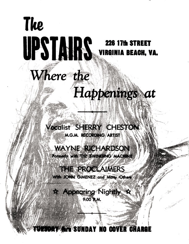 Poster for Wayne Richardson, Sherry Cheston and the Proclaimers at the Upstairs, Virginia Beach