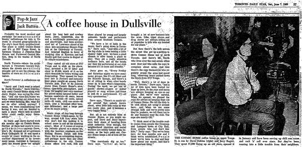 Article on the Cosmic Home from the Toronto Daily Star, June 7, '69 