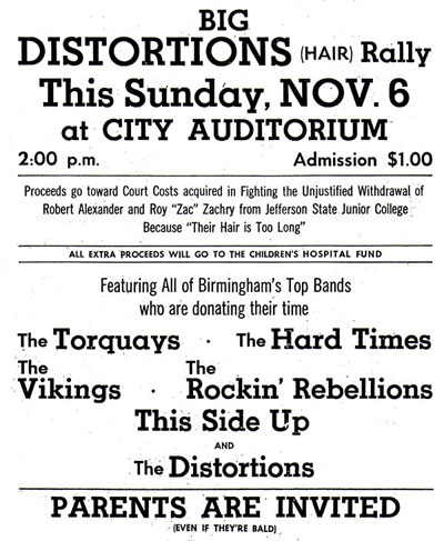 Distortions Rally with Torquays, Hard Times, the Vikings, the Rockin' Rebellions, This Side Up at Birmingham City Auditorium