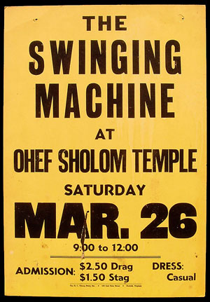 Poster for The Swinging Machine at Ohef Sholom Temple