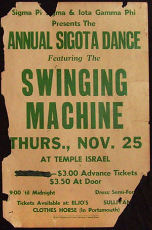 Poster for The Swinging Machine at Sigota Dance, Temple Israel