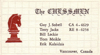 Chessmen Vancouver business card