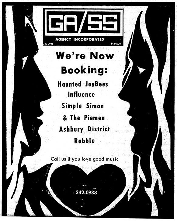 GA/SS booking agency for the Haunted, JayBees, Influence, Simple Simon, Rabble