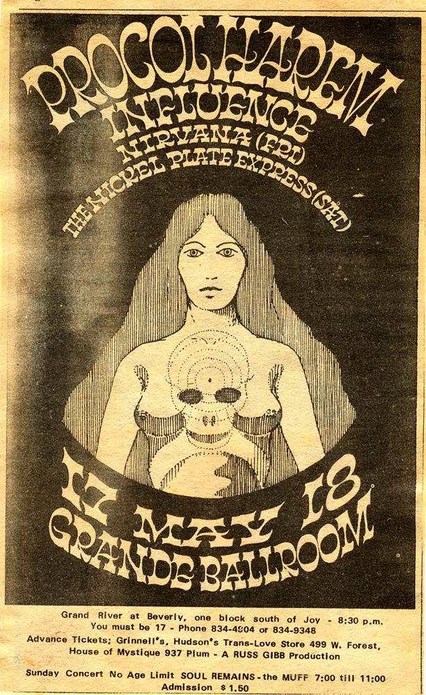 Procol Harum, Influence, Nirvana at Grande Ballroom, May