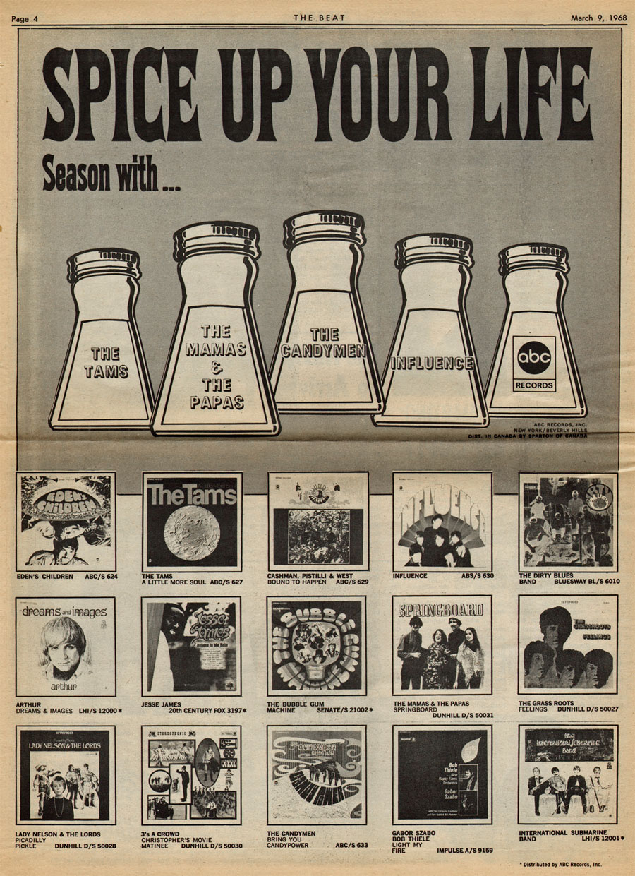 This ad appeared in the March 9, 1968 issue of the great KRLA Beat newspaper!