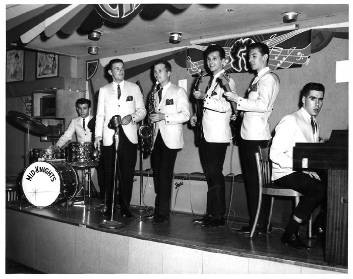 At the Edison, 1962, from left: Barry Stein, Richie Knight, Mike Brough, Doug Chappell, George Semkiw, Barry Lloyd