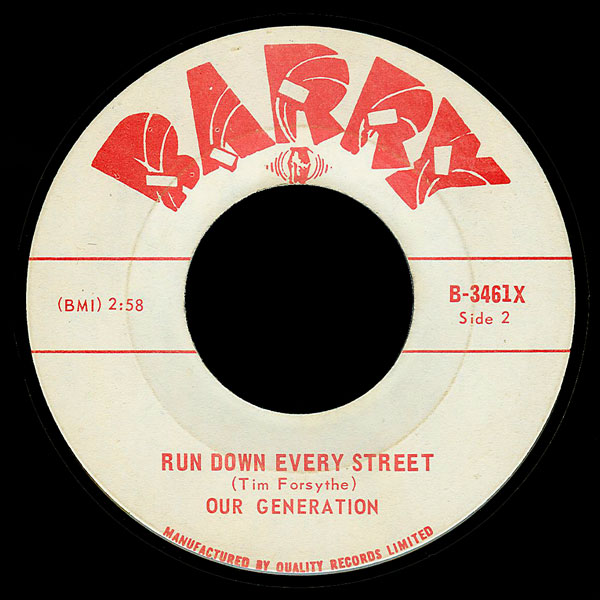 Our Generation Barry 45 Run Down Every Street - some similarity to "Season of the Witch"