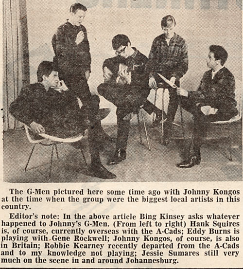 G-Men with Johnny Kongos news clipping