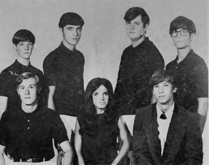 The Sound System, circa 1969-1970. Standing left to right: Barry McNeill, Ray Barnes, Teddy Ray and Jimmy Harris. Seated from left: Ralph Melvin, Faye Williams and Lynn Jenkins