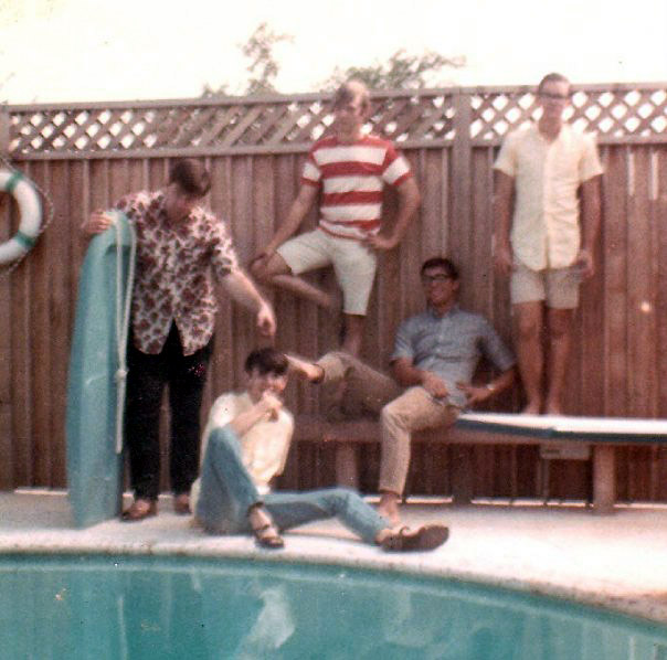 Dust in the summer of '67 - a very rare group photo of the original lineup, from left: Glenn, Rollie, Gene, Rick and Jim