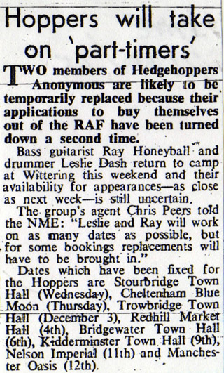 Leslie and Ray go "part-time"New Musical Express, November 26, 1965