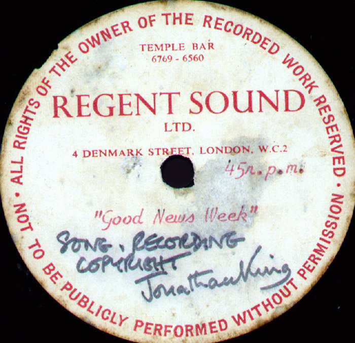 Hedgehoppers Anonymous Regent Sound Ltd demo 45 Good News Week