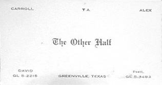 The Other Half Greenville Texas business card