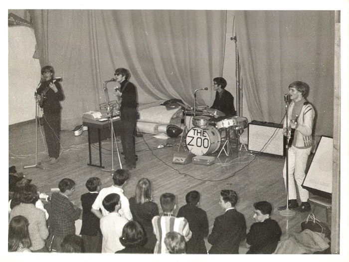The Zoo at a school gig, spring 1966. From left to right: Paul Velletri, George Alexander, Johnny Carr and Nick Jameson