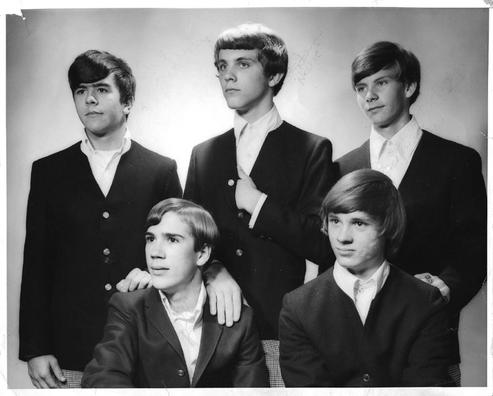 The Chargers: Curt Dorey, Steve Nelsen and Tony Morgan; seated: Steve Barone and Ron Kinscherf