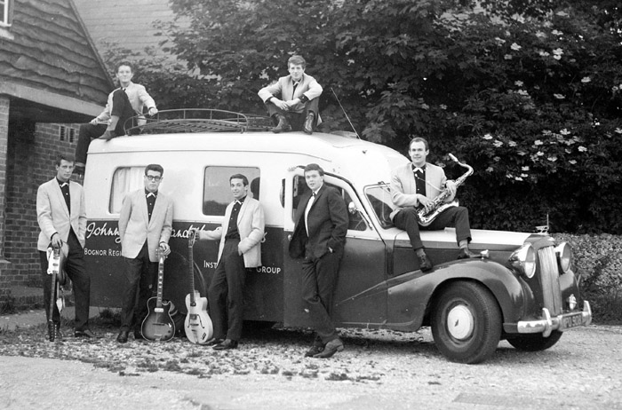  1961 or 1962, clockwise from top left: Roger Yardley, Mick Ketley, Bob Pettit, Johnny Devlin, Bryan Stevens, Arthur Biggs and Chuck Fryers.