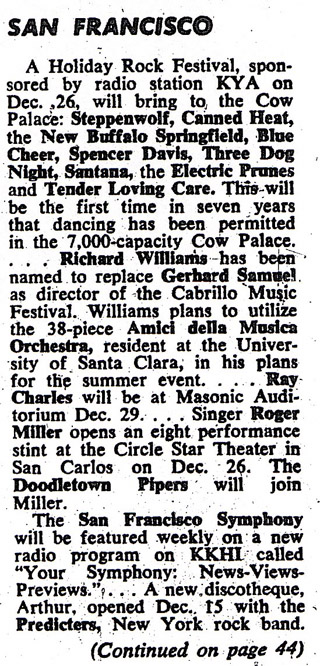 Now listed in Billboard as the New Buffalo Springfield, December 1968