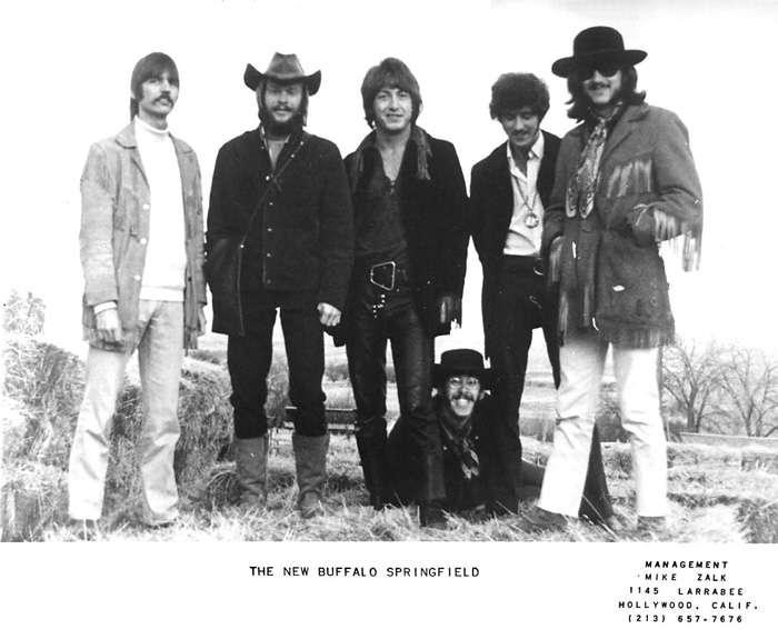 New Buffalo Springfield, late 1968, from left: Dave Price, Jim Price, Dewey Martin, Bob Apperson and Gary Rowles. Front: Don Poncher. Photo from Gary Rowles