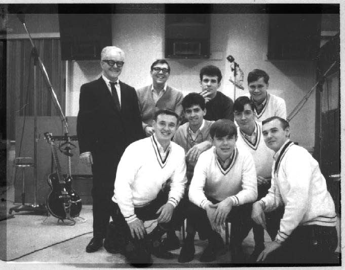 The Scholars with vocal trio the Perennials, plus manager Nat Segal at Cameo Parkway Studio, Philadelphia, January 28, 1967