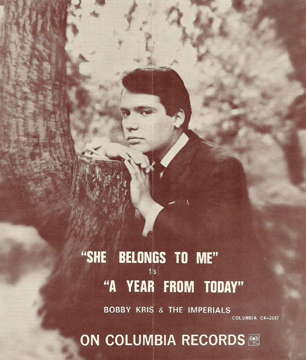 Bobby Kris & the Imperials, Columbia Records ad, April 18, 1966