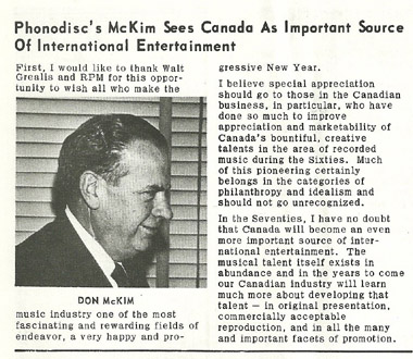 Don McKim in RPM, January 10, 1970