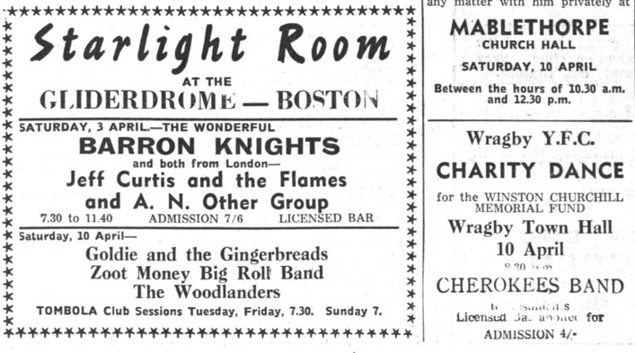 At the Starlight Room, Boston, April 3, 1965 with the Barron Knights