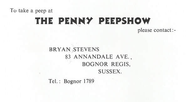 Penny Peepshow program contact information