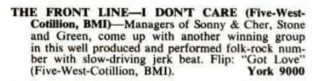 Front Line reviewed in Billboard Oct. 30, 1965