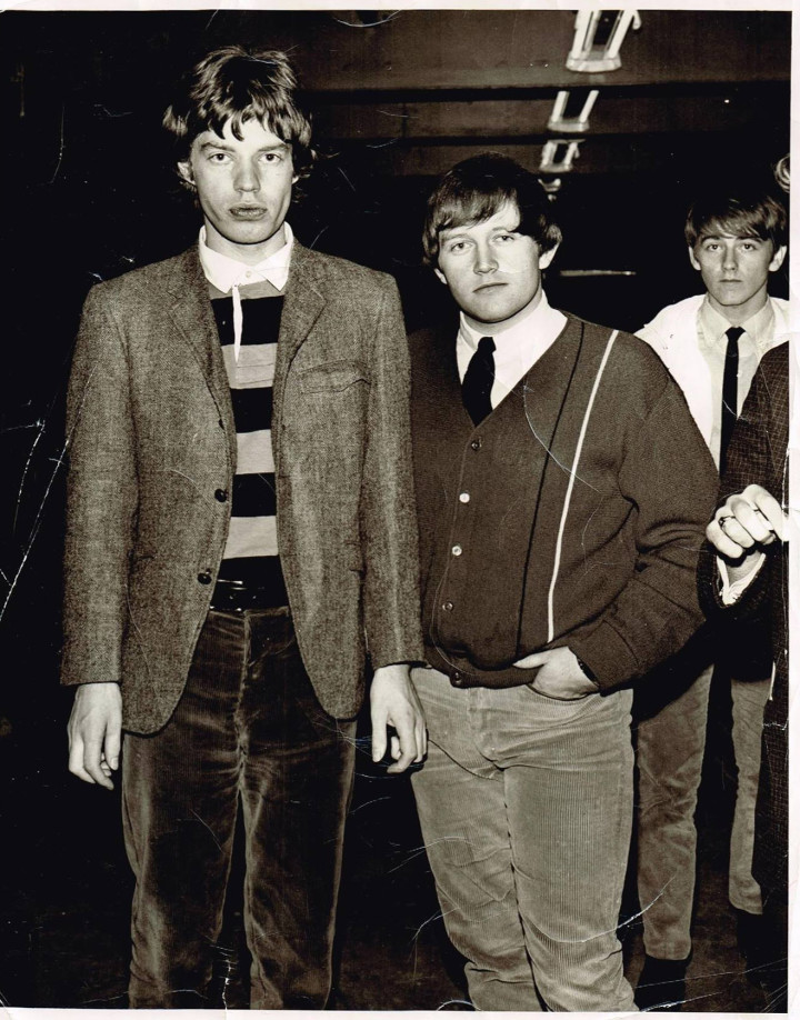 Robin McMillan and Ron Canning of the 5 Rising Sons with Mick Jagger