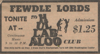 Fewdle Lords ad for show at the Hullabaloo Club