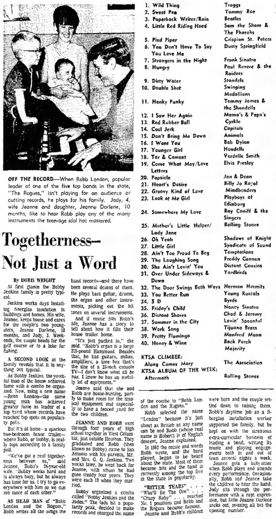 Robb London, San Antonio Express and News, July 9, 1966