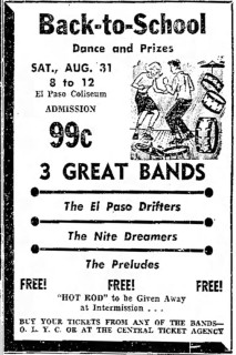 El Paso Drifters, Nite Dreamers, Preludes, El Paso Coliseum, August 31, 1963