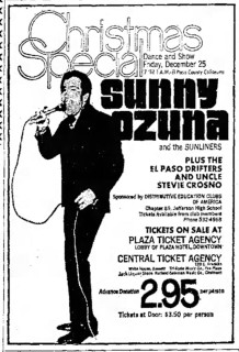 El Paso Drifters opening for Sunny Ozuna & the Sunliners December 25, 1970