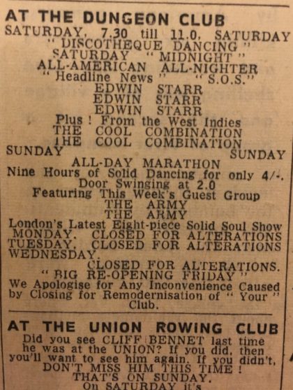 The Army, Dungeon, Nottingham, 5 March 1967