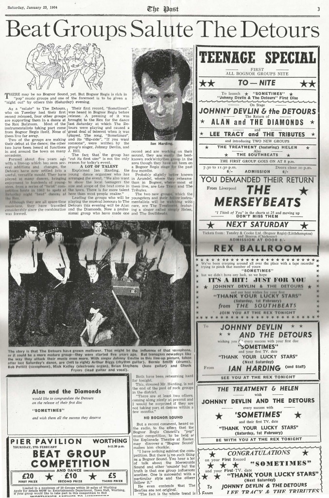 Johnny Devlin & the Detours, The Post, January 25, 1964