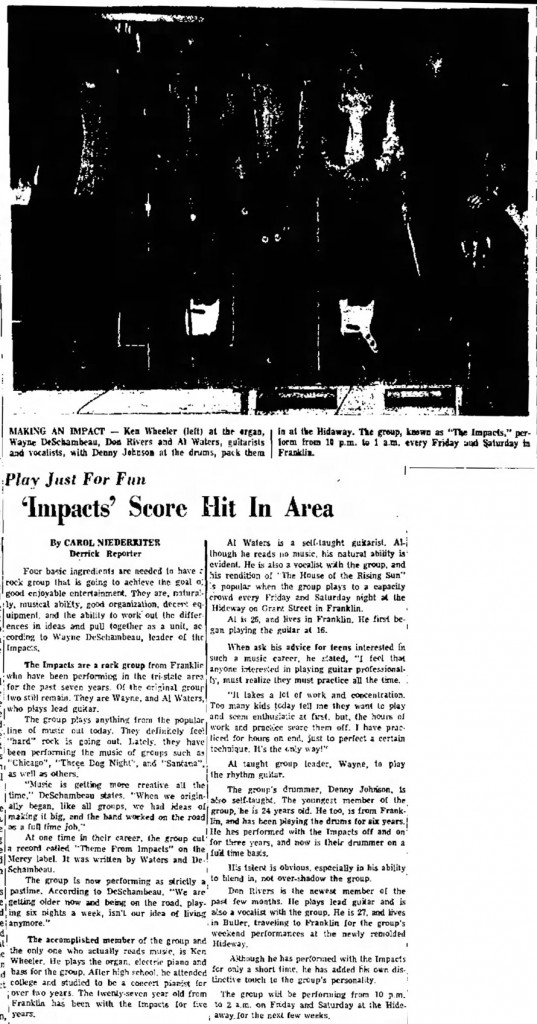 The Impacts, April 17, 1971