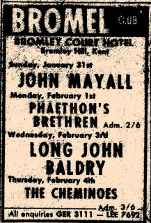 John Mayall, Phaethon's Brethren, Long John Baldry, Cheminoes, Bromley Court Hotel