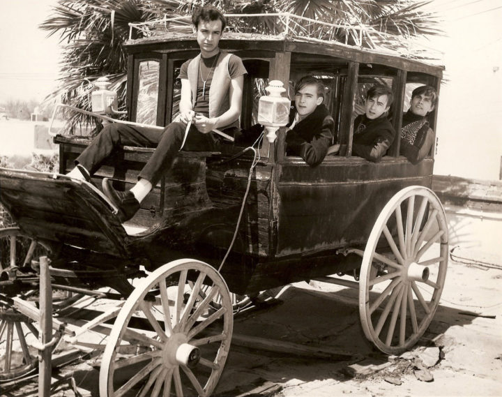 The Outer Limits on top of Amador Hotel, 1966, from left: Jim Westbrook, Pete Hecker, John LeDuc and Jerry Bachman. Photo from elpasomusicians.blogspot.com 